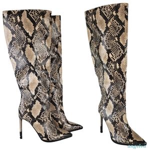 NWT Steve madden olga snake print stiletto pointed gems pull on knee high boots
